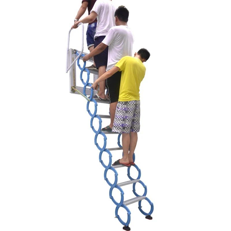 Wall Mounted Telescopic Ladder Indoor and Outdoor Home Ladder Attic Folding Stairs Stretching Stairs 2-2.3M