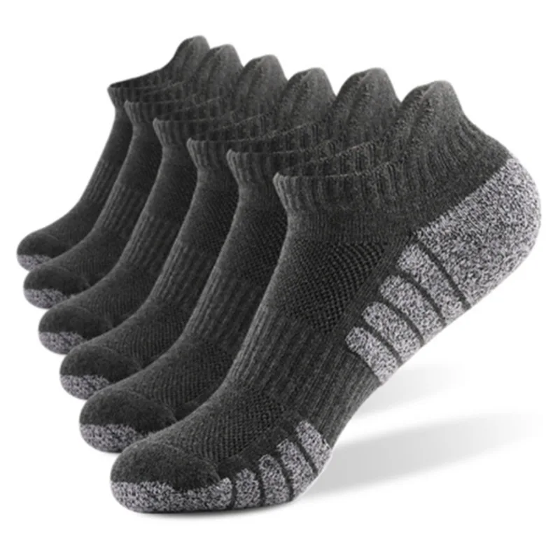 6Pairs Sport Ankle Socks Athletic Low-cut Sock Thick Knit Sock Outdoor Fitness Breathable Quick Dry Wear-resistant Warm Socks