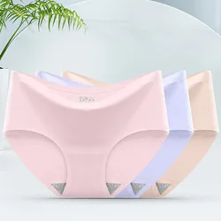 3pcs Women's Ice Silk Underwear Traceless Underwear One Piece Underwear Mid Waist Sexy Women's Underwear Triangle Top