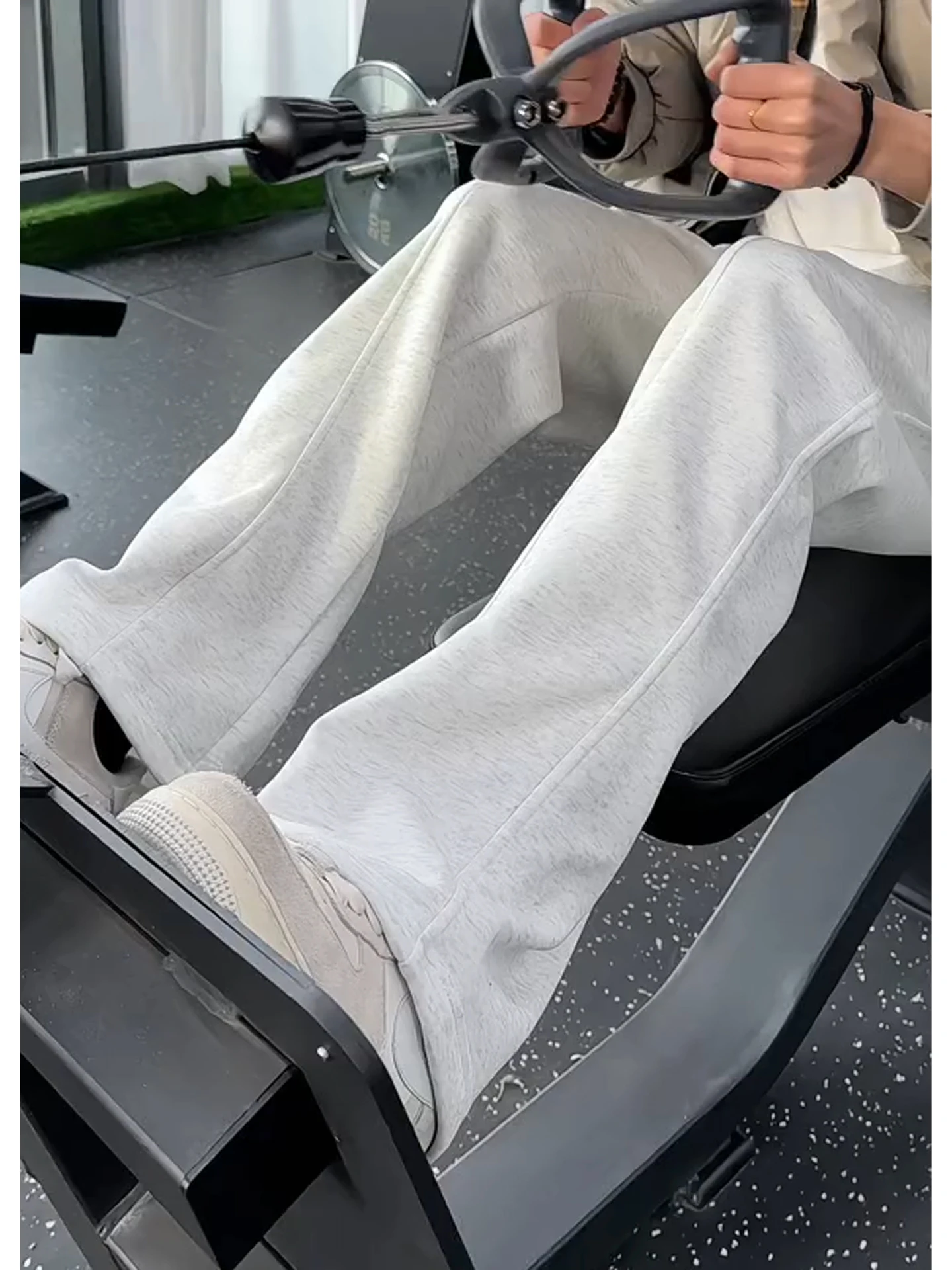 

Men's Fce Lined Fitn Pants Slanted Cut Casual Loose Fit Winter Wear Straight Leg Trousers Faionable Trendy Sle