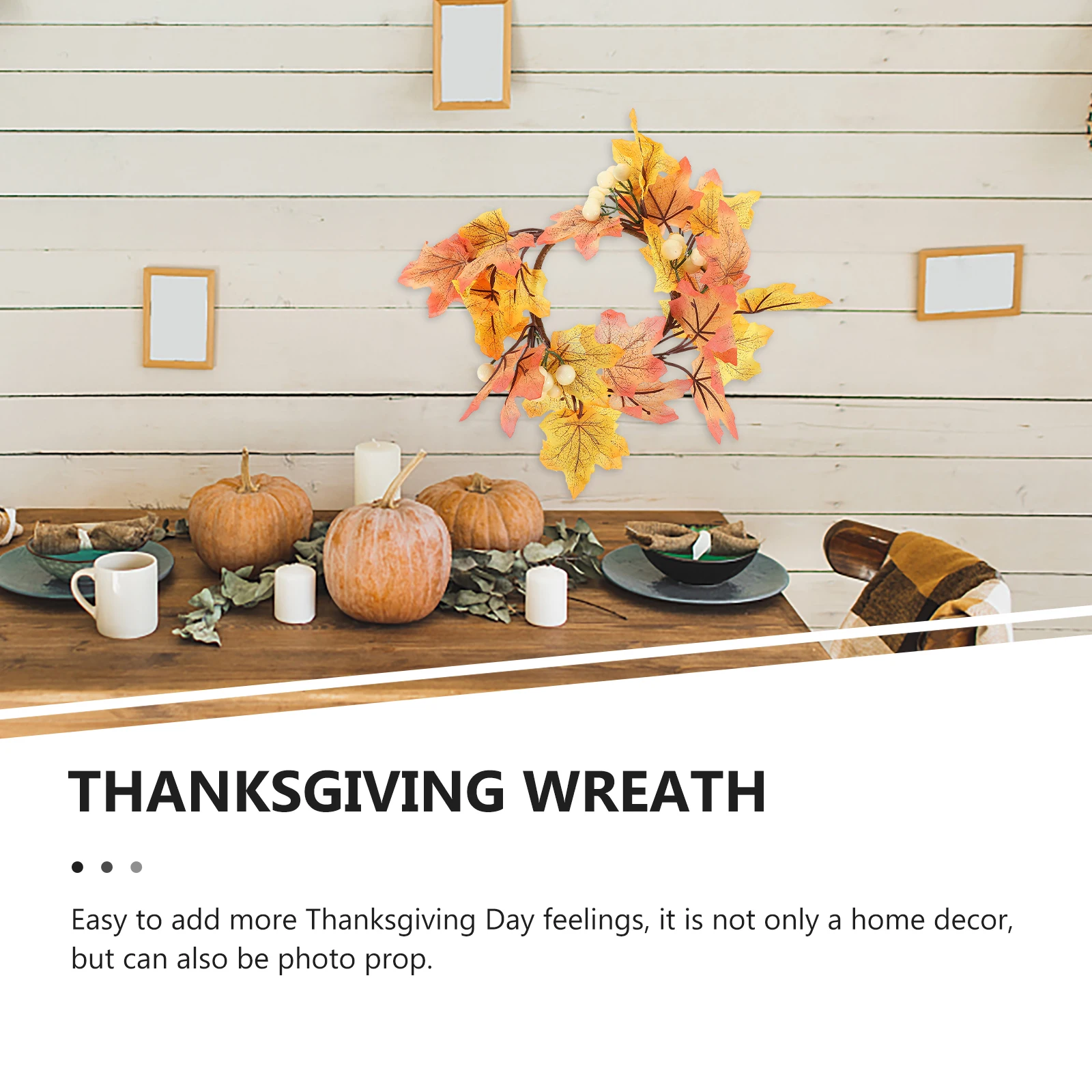 

25CM Autumn Maple Leaf Wreath Fall Harvest Decor Thanksgiving Front Door Rustic Wall Decor C Rings Wreaths