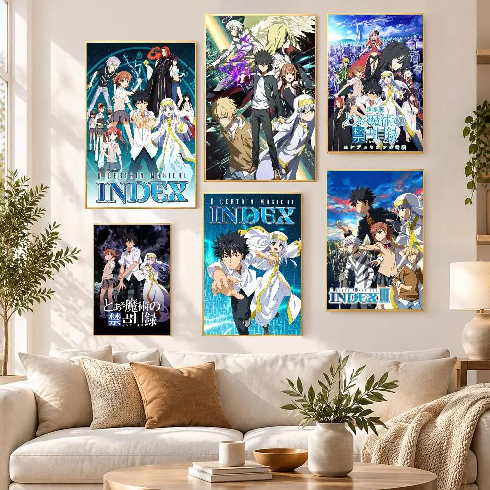 Anime Manga A Certain Magical Index Poster PP Self Adhesive Wall Decor Aesthetic Bedroom Gaming Room Home Holiday Gift