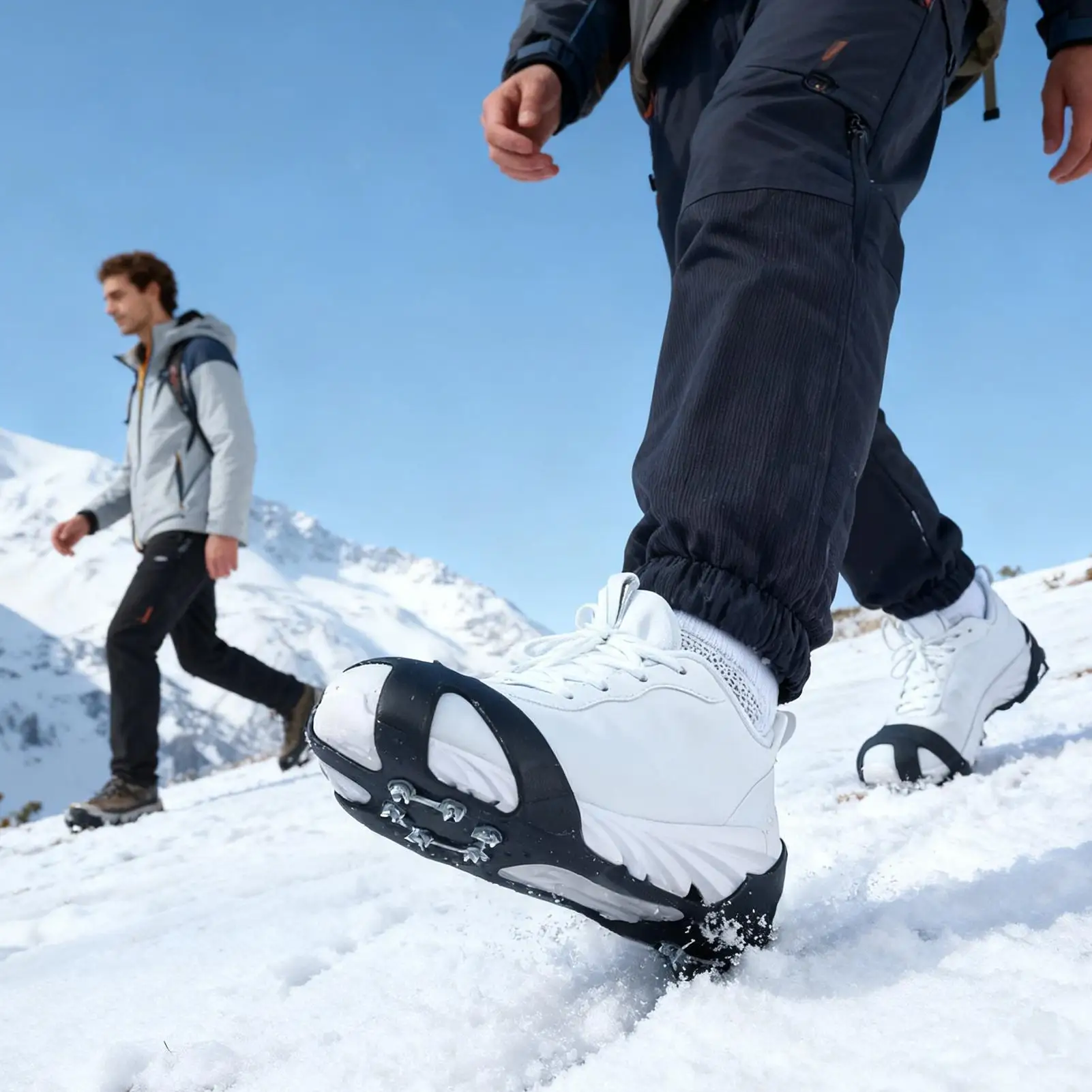 

Ледяные бутсы для обуви, 10 шипов, нескользящие тяговые снежные захваты для работы на открытом воздухе, зимние поездки на работу, пешие прогулки, рыбалки, прогулок