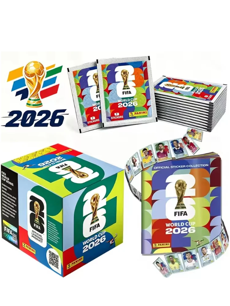 2026 50 Packungen Original Panini Offizielle FIFA-WM-Fußballkarten-Stickerpacks & Limitierte Sammler-Edition Fußball-Memorabilien-Set