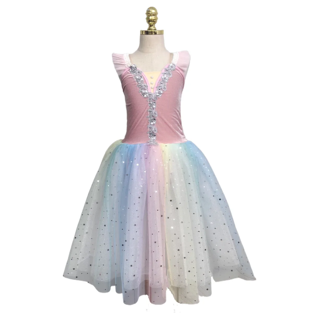 Jupe de ballet moelleuse colorée pour enfants, petite robe de performance de danse pour filles, fz, nouveau