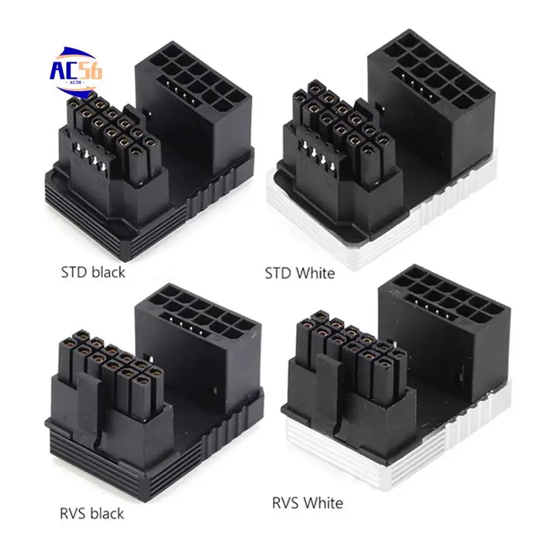 

AC56-Power Supply Connector 16Pin(12+4Pin) ATX3.0 12VHPWR 600W GPU 180° Adapter For RTX 4090 4080 4070 Ti 3090 Easy Install Blac