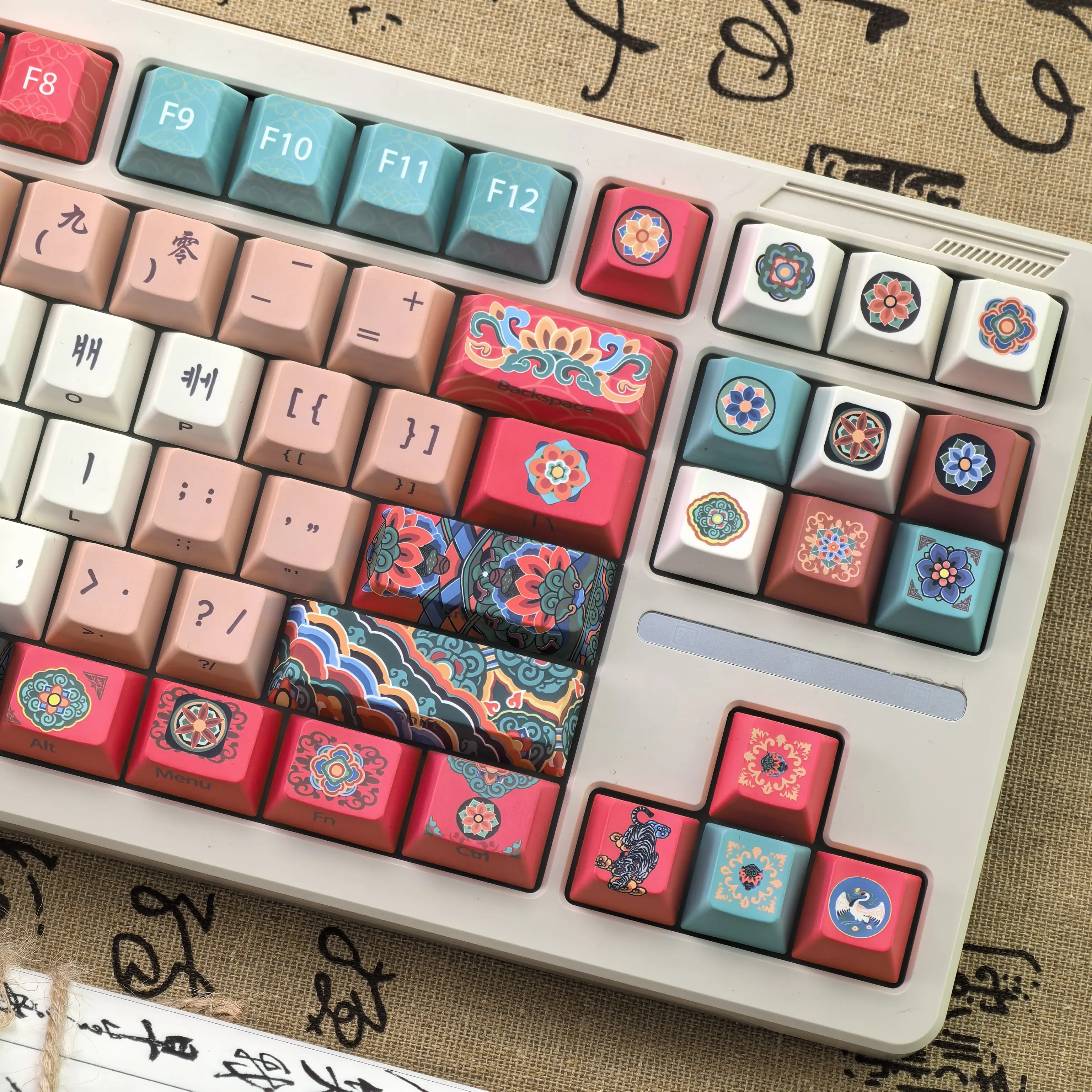 MAIMOOO Korean Keycaps Cherry Pbt Watermelon Red Retro Architectural Style Compatible Aula And Ajazz Keyboard Keycap