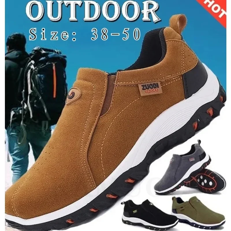 

Hiking Shoes Men Sneakers Faux Suede Casual Shoes Outdoor Non-Slip Walking Shoes 48 Light Male Shallow Athletic Loafers Shoe