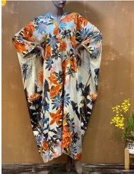 Vestido largo de seda bohemio para mujer musulmana, caftán holgado con cuello en V, Abaya tradicional, Dubai, vacaciones, kebaya