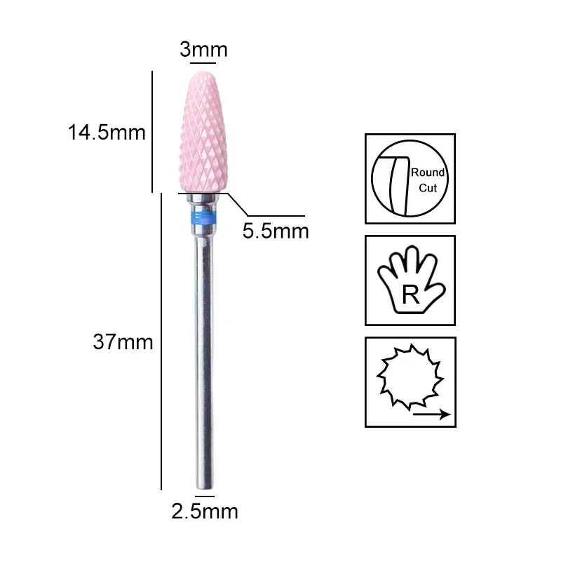 Pink Ceramic Carbide Nail Drill Bits Milling Cutter Gel Remover Electric Machine Polishing Peeling File Tools Manicure Accessory