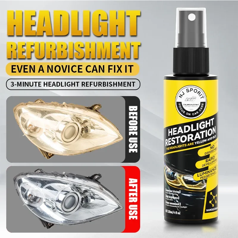 

Car Headlight Coating Spray Liquid Car Light Cleaner And Restorer UV Resistant Long Lasting Head Light Coating Spray For car SUV