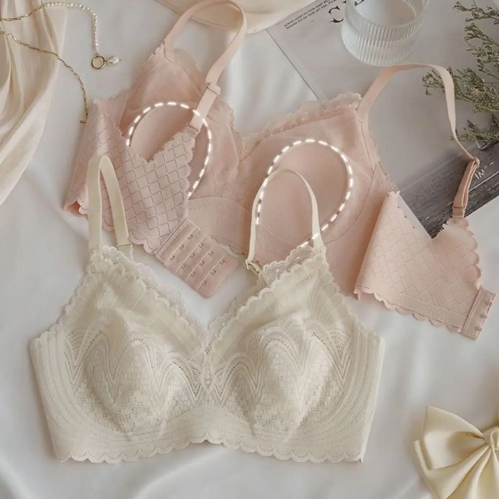 

Breathable Lace Mesh Wireless Deep V Bra Shockproof Lingerie Brassiere for Women Adjustable Anti-sagging Push Up Underwear Girls