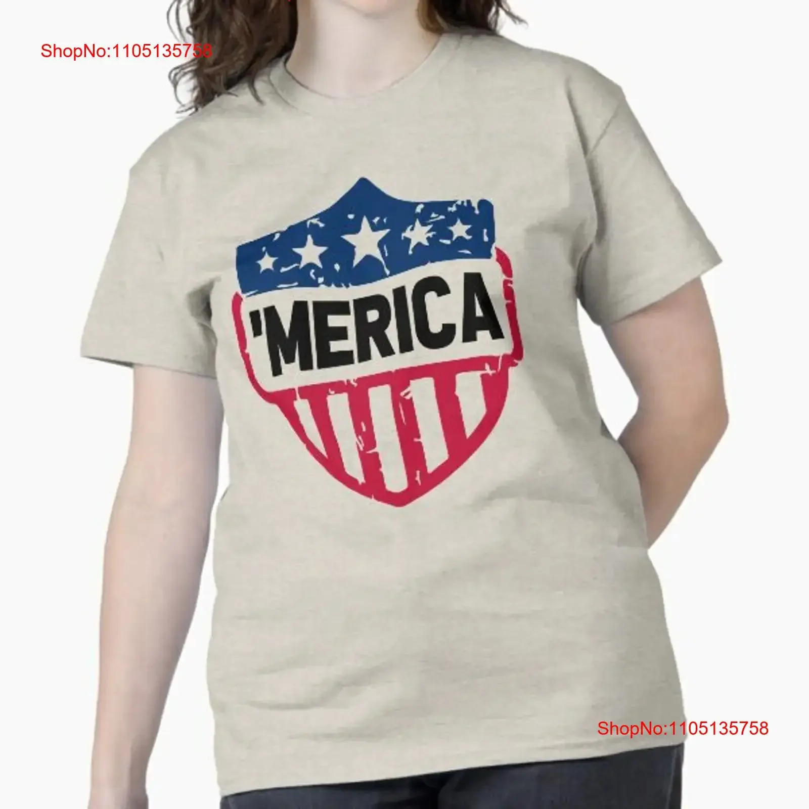 

Patriotic Shield Merica Classic T Shirt vintage Washed streetwear Top For Everyday Wear designer clothes fashion Versatile