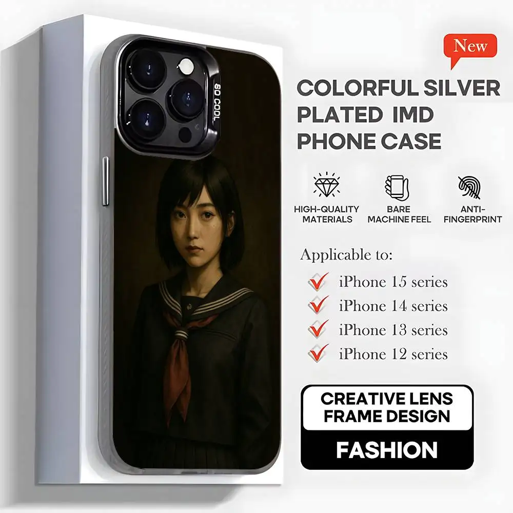 حافظة هاتف S-Silent Hill F Horro Hinako لهاتف iPhone17,16,15,14,13,12,11,Mini,Pro,MAX,plus,أسود غير لامع مقاوم للصدمات