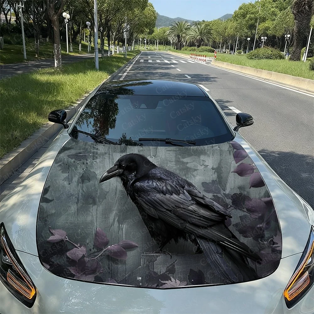 

Elegant Crow Car Hood Sticker PVC Self Waterproof Stick, Striking Auto Exterior Accessories Decor Protect Gift for Car Lover