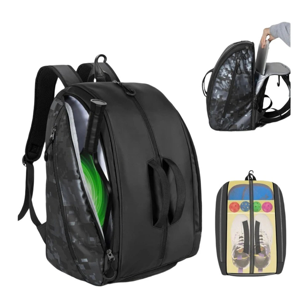 Mochila Junior Pickleball para entusiastas de los deportes con soporte para la espalda transpirable de nailon y compartimentos organizados