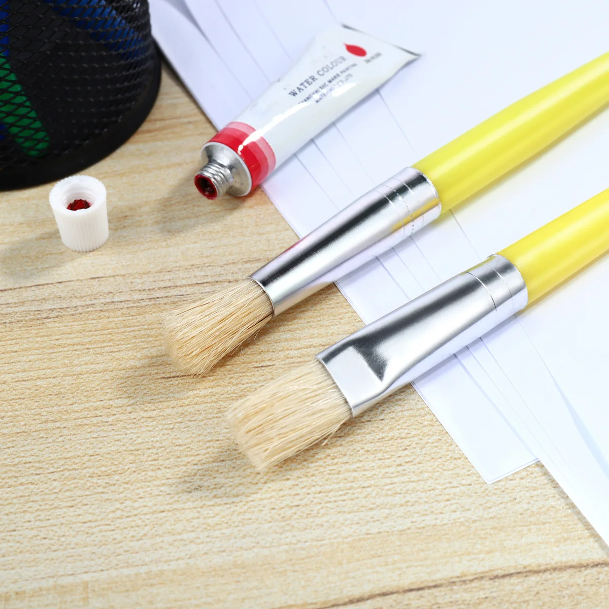 8 قطع الأطفال خربش القلم البلاستيك مقبض أنبوب معدني قسط الخشن رئيس للمبتدئين اللوحة فرشاة مجموعة الاطفال الطلاء لوازم الفن #5