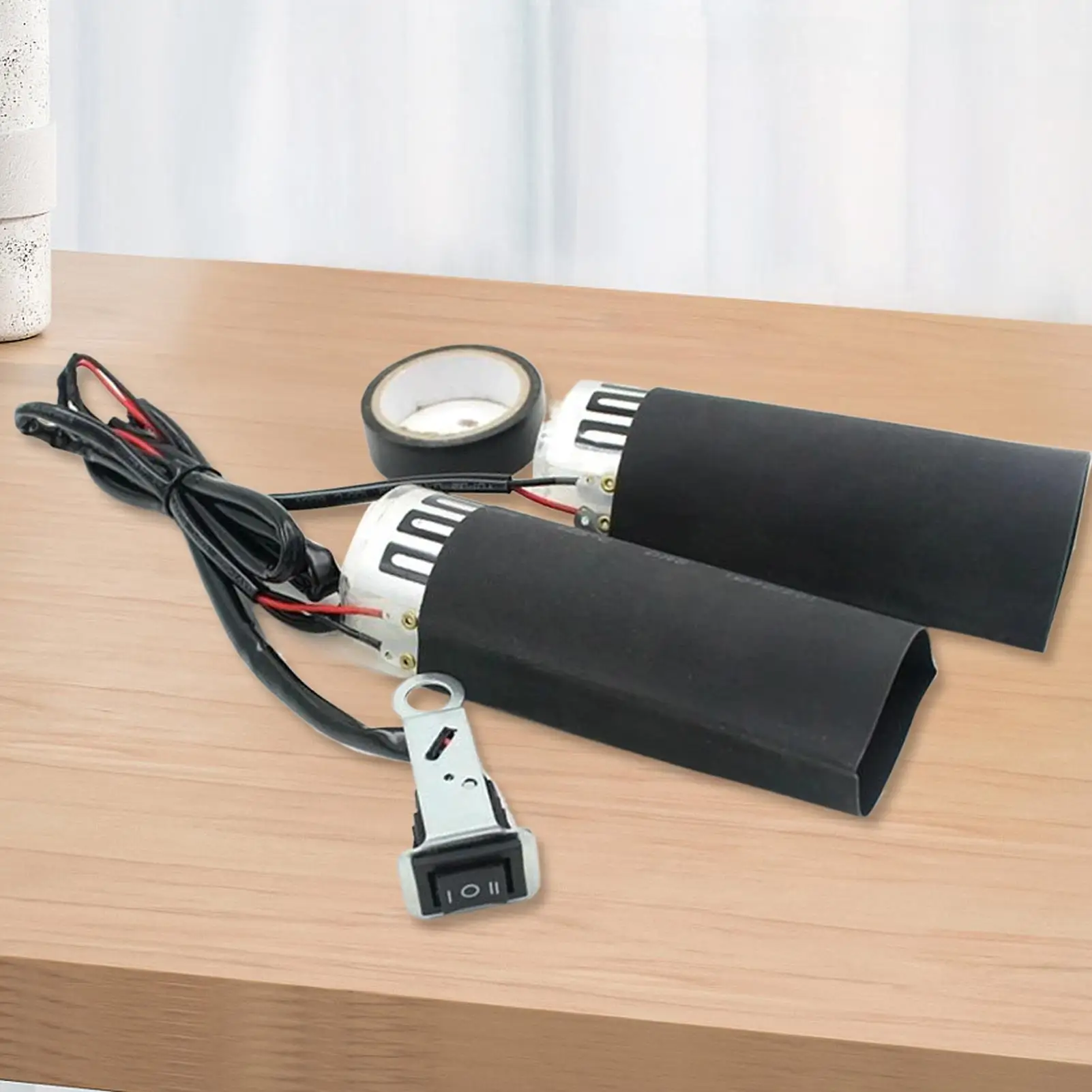 Empuñaduras calefactables, 1 par, calentador de temperatura de 12V, mango calefactor para viajes de invierno al aire libre, conducción en casa, clima frío, mujeres y hombres