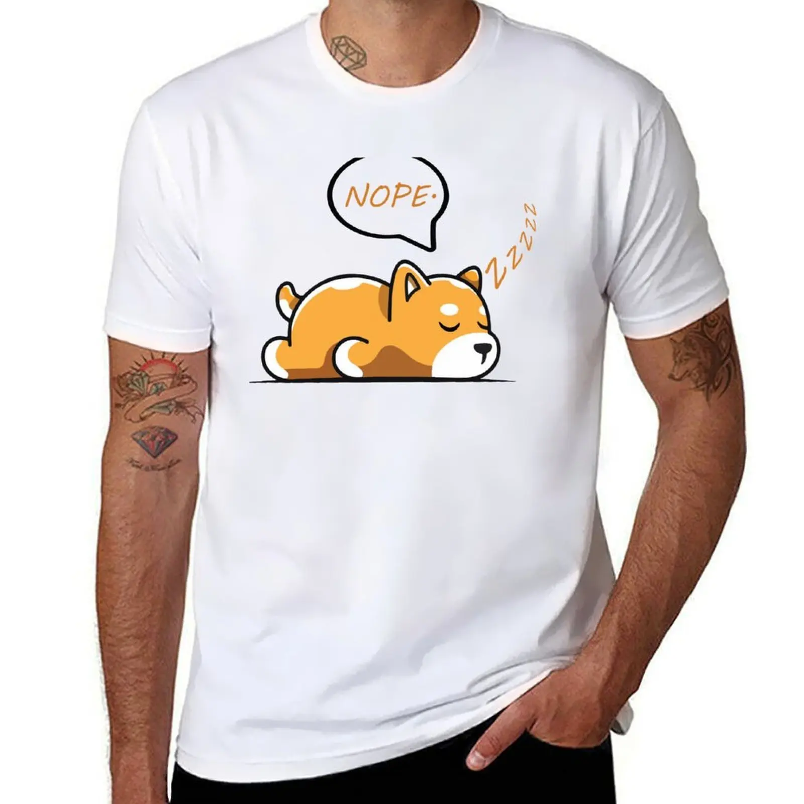 

Funny Lazy Shiba Inu - Nope - sleepy dog T-Shirt t shirts for man graphic tees man t shirt designer T-Shirt