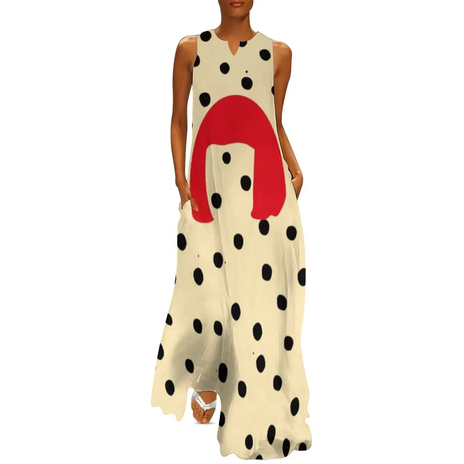 

Yayoi Kusama - Black Dots Long Dress african dresses for woman dresses for woman Dress for pregnant women Dress