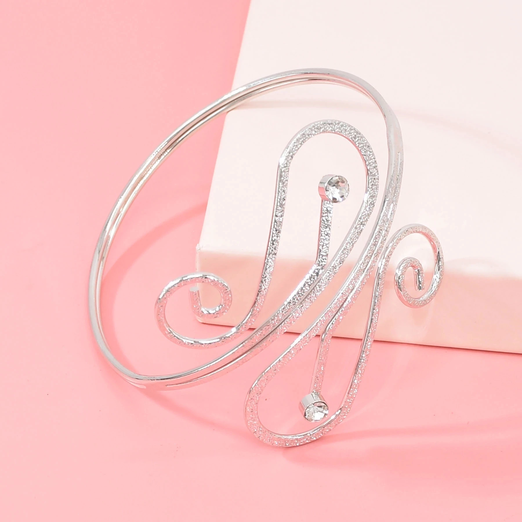 Geometric Vortex Auspicious Cloud Crystal Cuff Bracelet For Women Boho Summer Beach Party Sexy Arm Bracelets Simple Punk Jewelry