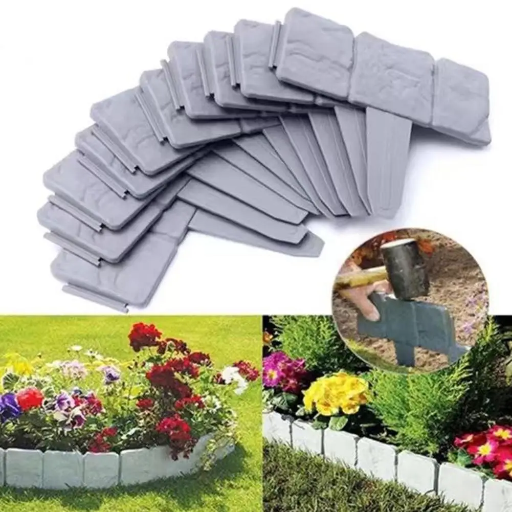 1/10PCS Imitation Stone Guardrail Garden Fence Plant Support Stake Outdoor Edging Decorative Border DIY Lawn Yard Decoration