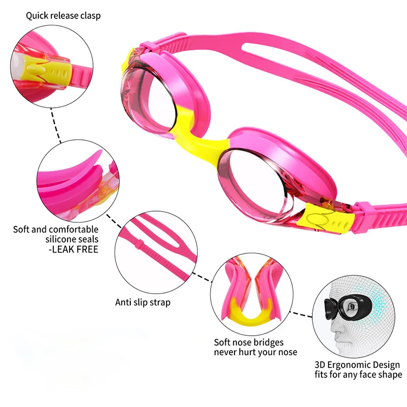 Swimming Goggles For Kids Youth Age 3-14 Years Old Anti-fog 100% UV Protection Clear Vision No Leaking Quick Adjustable Strap