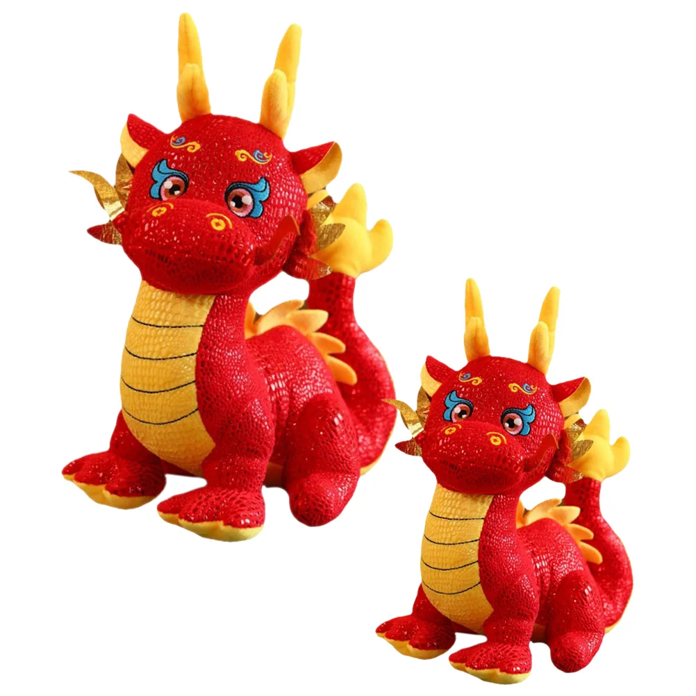 2 Pcs Dragon Louse Plush Kids Stuffed Toy Chinese New Year Mascot Animals Lovely