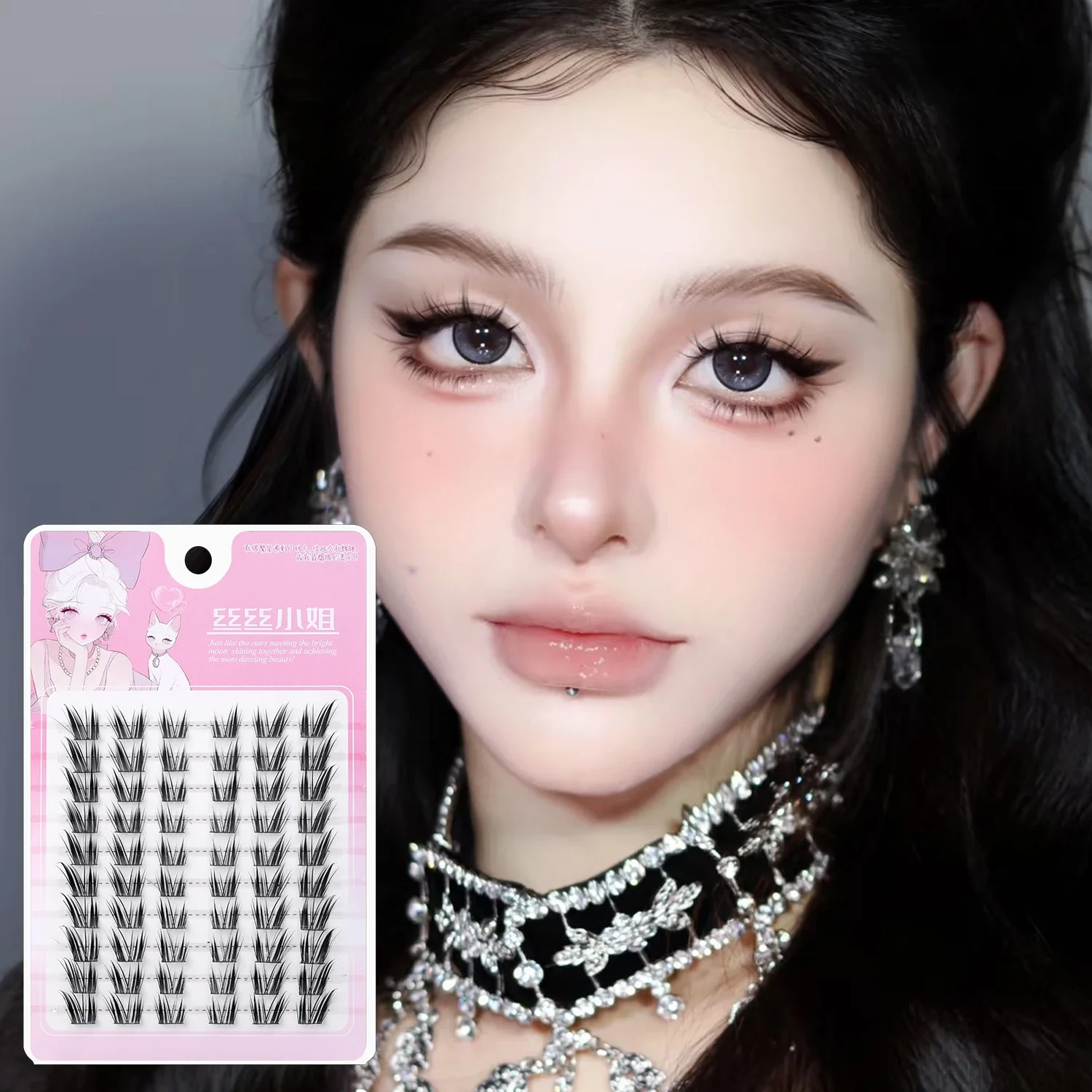 10 แถวมังงะแมวขนตาปลอม Cluster DIY ธรรมชาติไม่มีกาวขนตาทุกวันแต่งหน้า 3D Wispy Lashes Extension