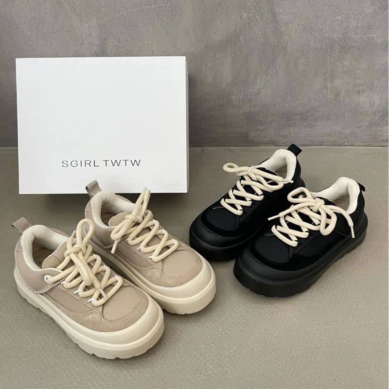 

Thick-soled Heightening Board Shoes Women's Autumn New Versatile Casual and Comfortable Outdoor Moral Training Sneakers Designer