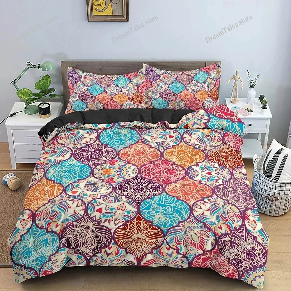 Mandala Duvet Cover Set Bohemian Bedding Set Soft Comforter Cover Pillow Shams Quilt Cover Bedroom King Queen Sizes Luxury Gift7