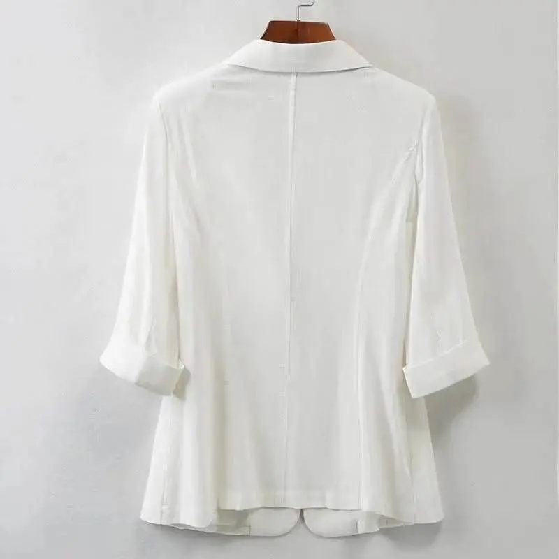 

Ladies Blazers High Quality Hollowed Point Integrated Detail Nail Lining Section Exposed Line Crumpled Rear Fork Decor