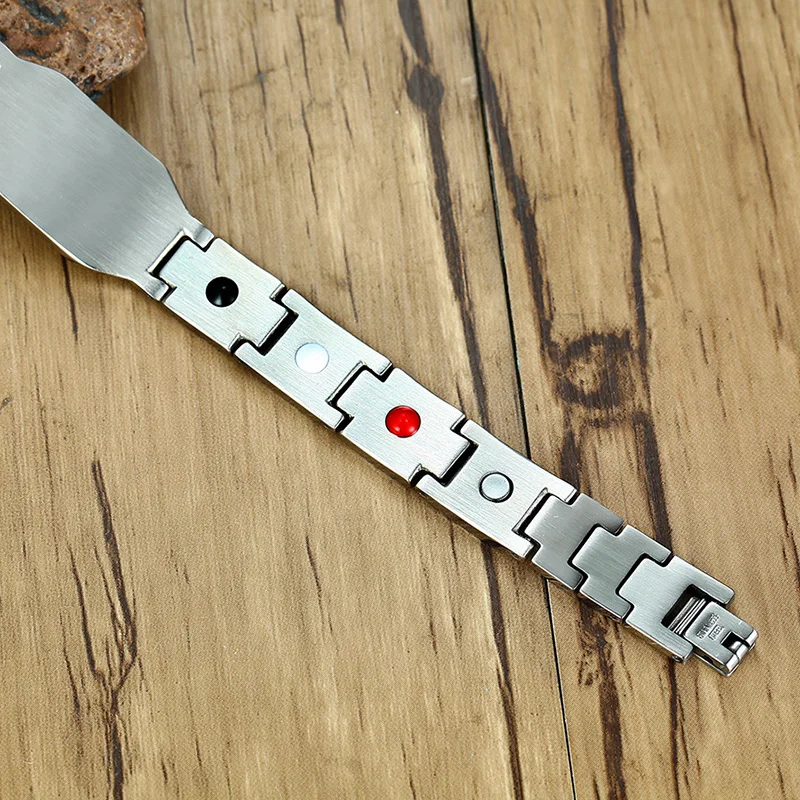 Carbon Fiber Magnetic Bracelet for Men Knights Templar Shield Cross Stainless Steel Bio Energy Therapy Male Pulseira