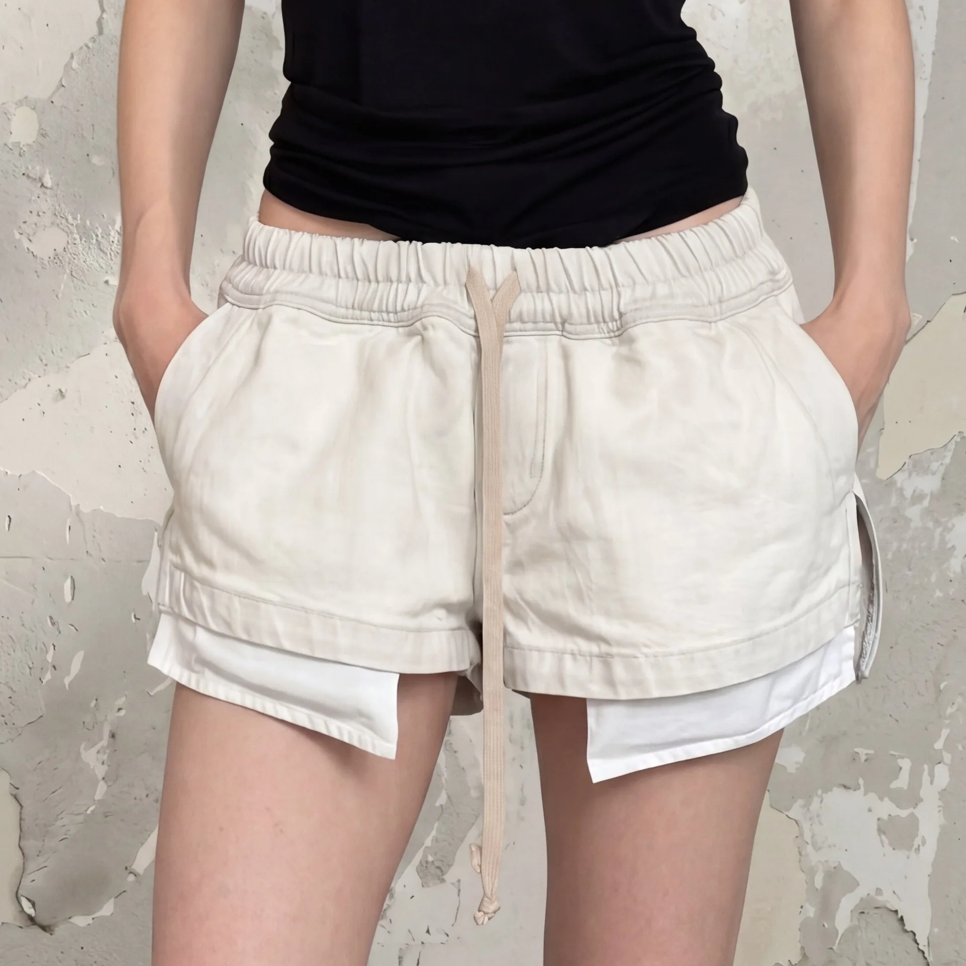 

Owen Seak Women's Casual Short Summer Gothic Women High Street Wear Trumpet Mermaid White Shorts