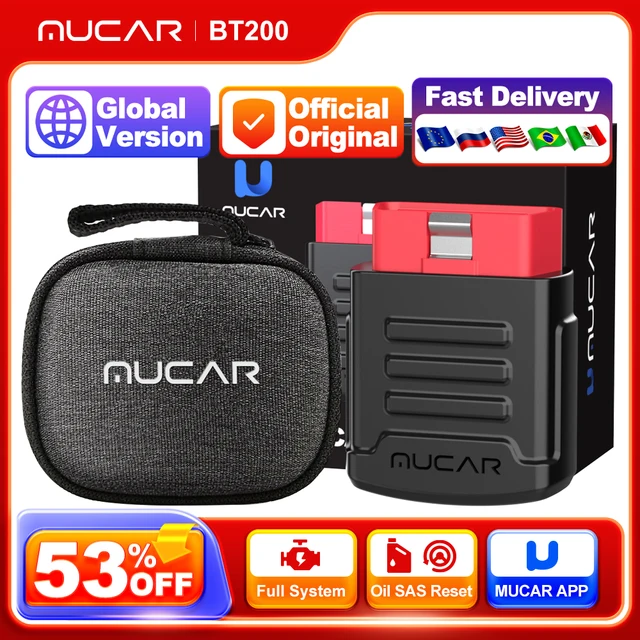 MUCAR BT200 Bluetooth Automotive Obd2 Scanner for Auto Full System Diagnostic Tools Oil SAS Scan EOBD Diagnosis O2 Sensor Tester