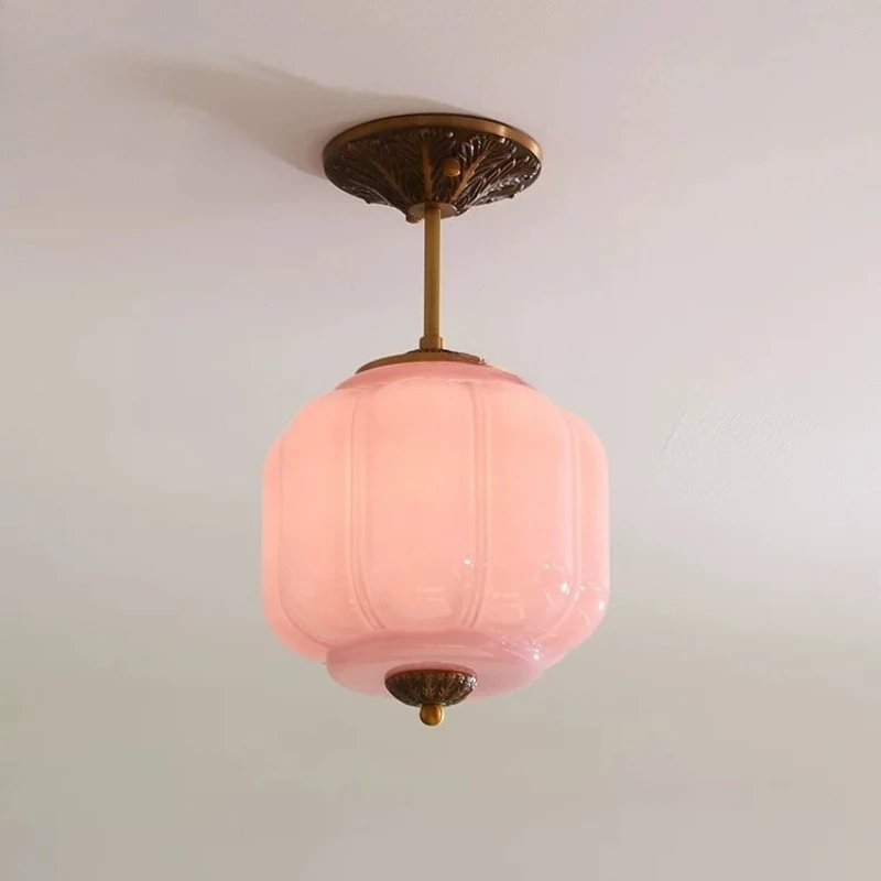 French Retro Murano Restaurant Pendant Lamp Creative Pumpkin Glass Hanging Light Dining Table Bar Counter Home Decor Chandelier