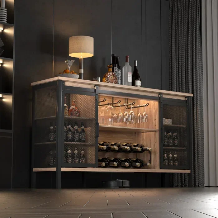 European Modern Style Living Room Wall Mounted Supermarket Bar Custom Storage Wine Cabinet Display Rack