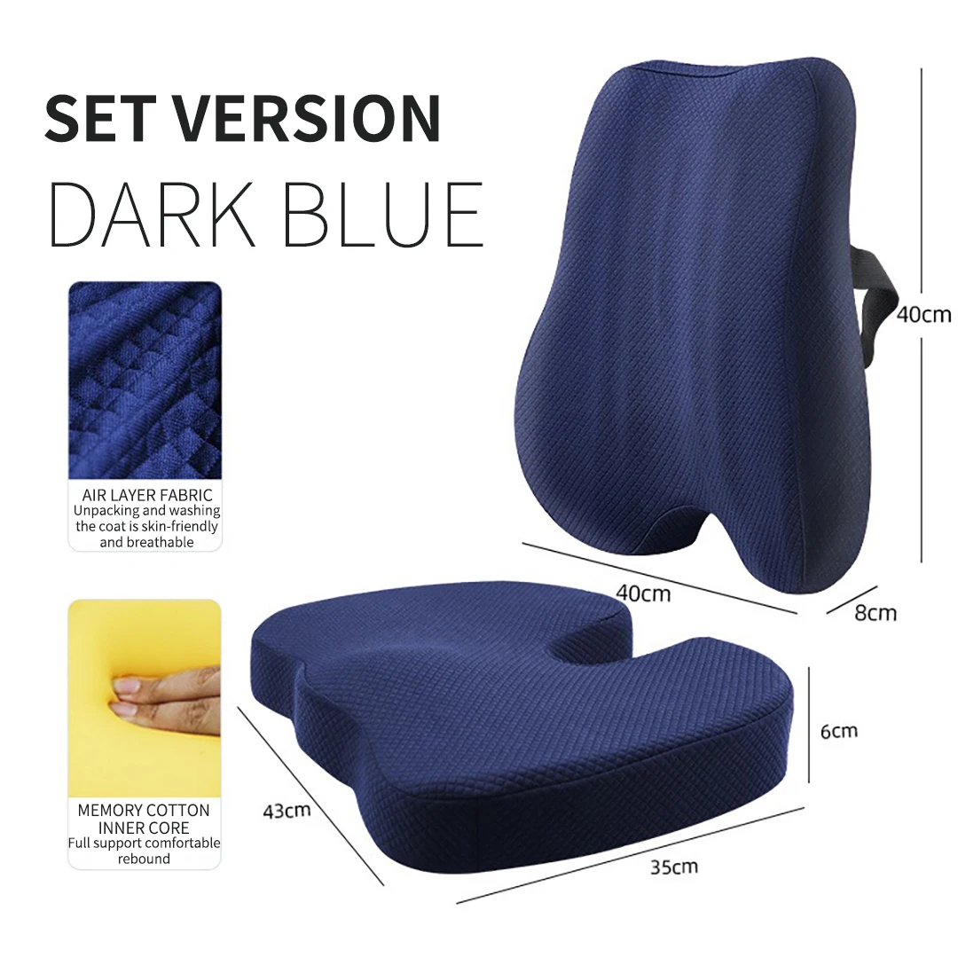 Orthopedic Seat and Back Cushion Set-Ergonomic Design for Lumbar Support Pressure Relief-Suitable for Car Office