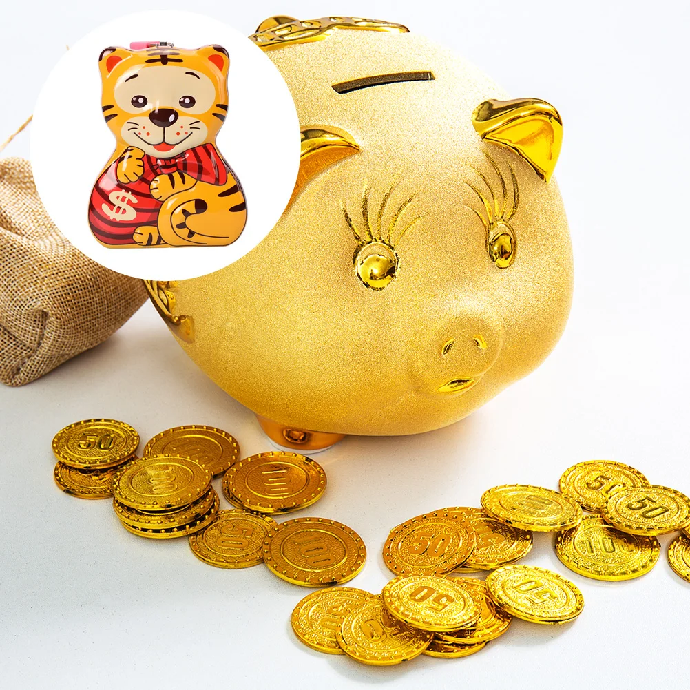

Tiger Piggy Bank Creative Tinplate Coin Storage Home Decoration Desktop Decorative Saving Jar for Children