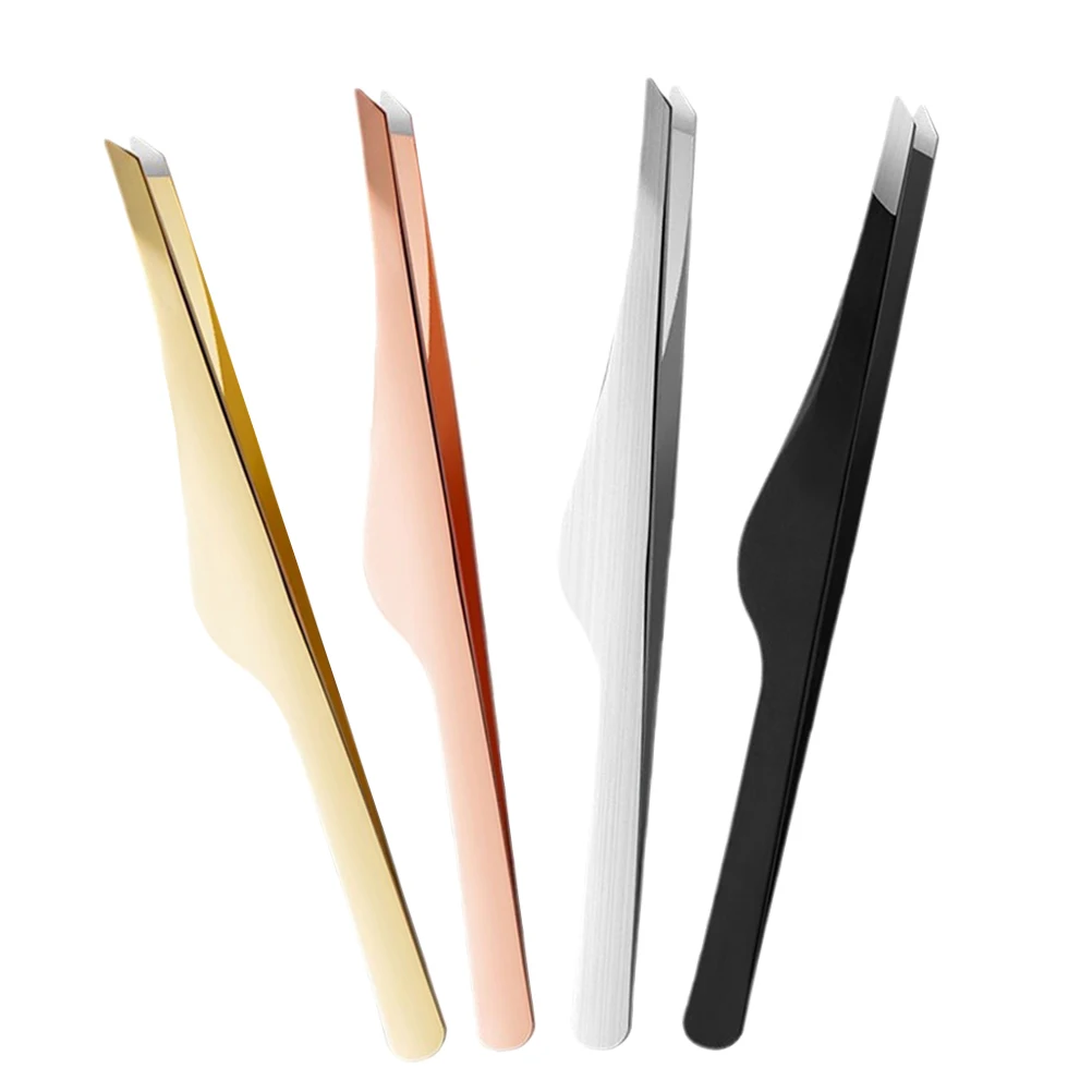 

4pcs Eyebrow Tweezers Stainless Steel Lash Tweezers Precision Tools Eyelash Extensions False Eyebrows Grooming Beauty