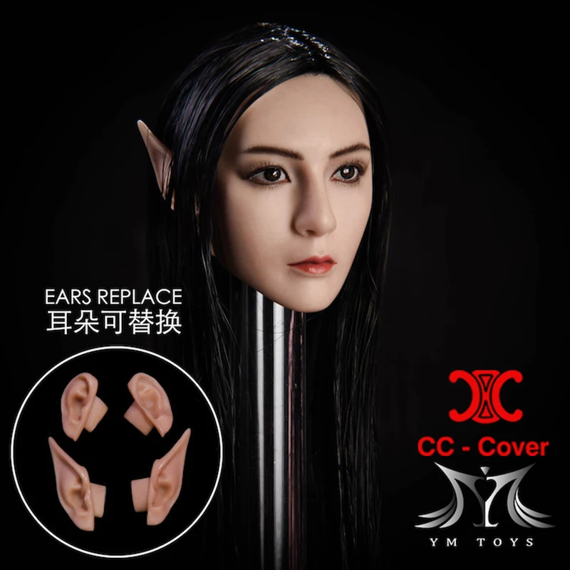 YMT09 escala 1/6, cabeza de orejas de elfo femenino, modelo tallado apto para soldado femenino de 12 pulgadas, figura de acción, cuerpo bronceado pálido, muñecas, Juguetes