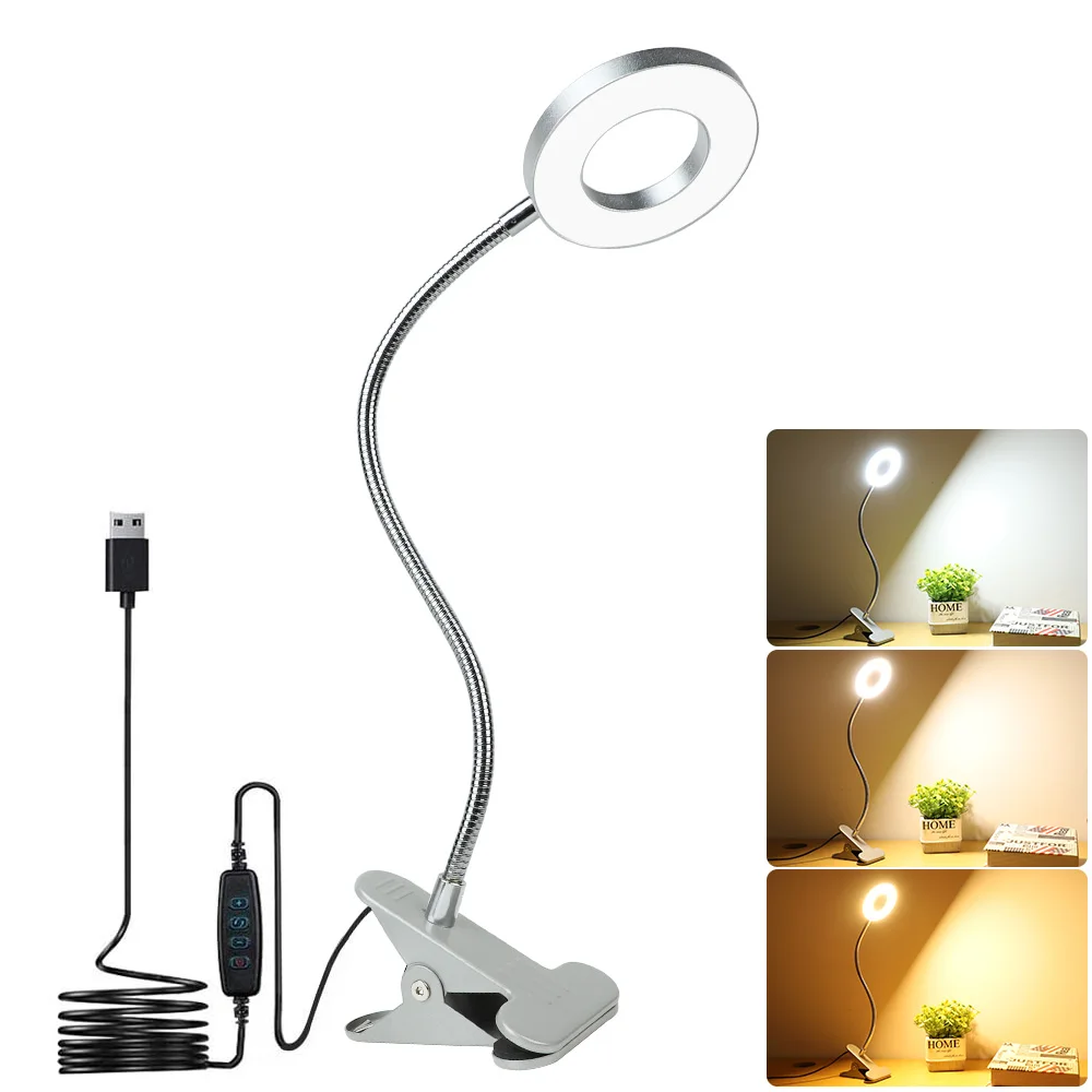 Depuley LED Reading Light Clip Bedside Desk Lamp for Laptop, Piano, PC Eye-Care Table 2 Lights Modes USB Adapter