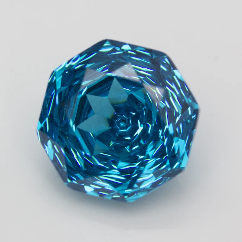 New 5A Dark Aquamarine Millennium Octagon Rose Cut Cubic Zirconia Loose Gemstones for Jewerly Making