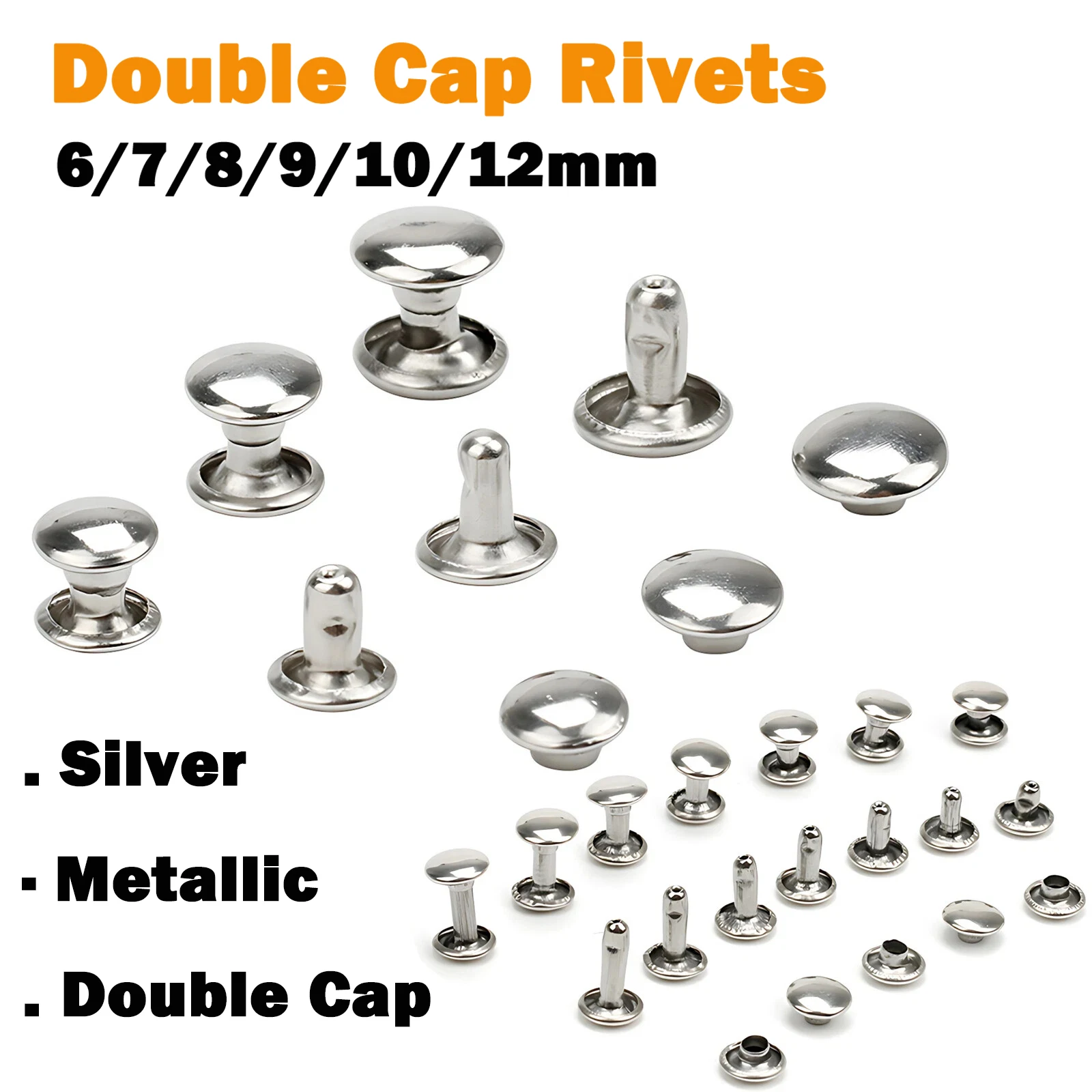 50 ~ 1000 مجموعة مزدوجة غطاء المسامير 6/7/8/9/10/12 مللي متر ترصيع المسامير السريعة المعادن الملابس المسامير الجلود الحرفية إصلاح DIY بها بنفسك الملابس الخياطة