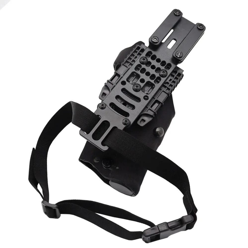 Modular Pistol Holster Adapter with QLS Platform, Tactical Metal Drop Leg Band, Quick Pull Draw for Hunting & Airsoft