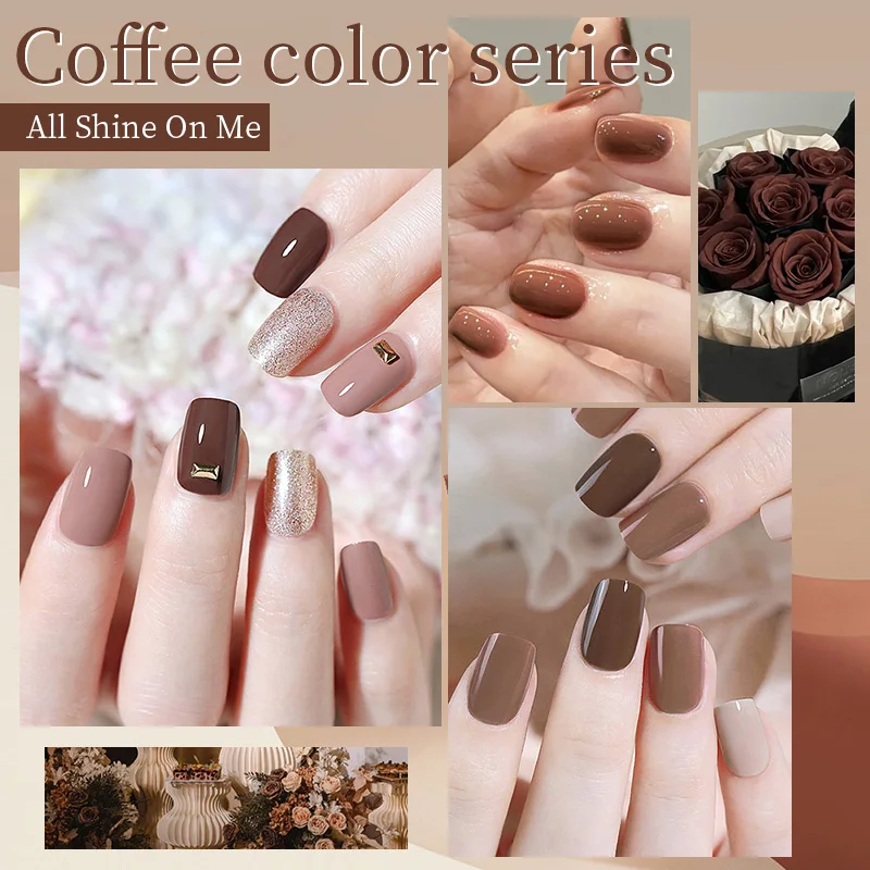 BORN PRETTY Coffe Dark Brown Color Gel Nail Polish Autumn Winter Series Soak Off Semi Permanent Matte Top Coat Nail Art Varnish