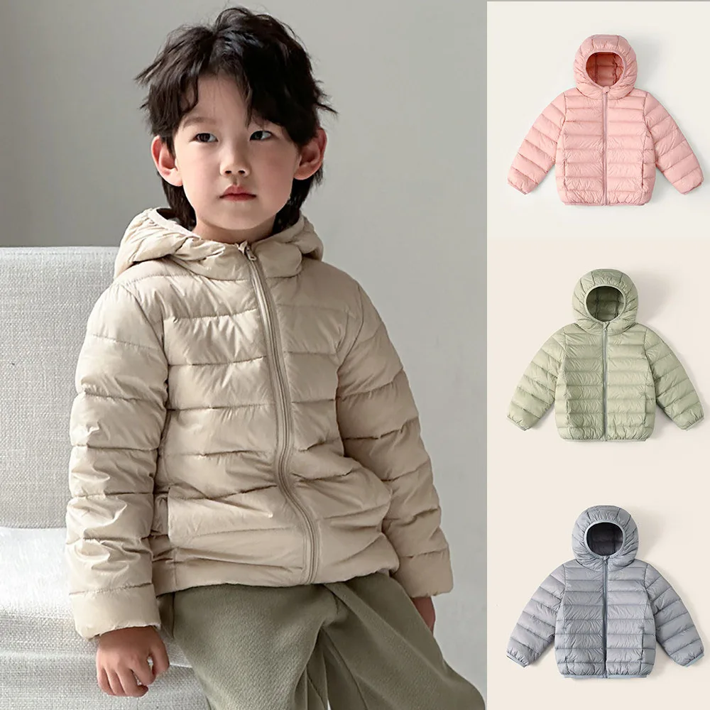 

Winter Boys' And Girls' Children's Light-weight Down Jackets With Hoods Children's Thick And Warm Coats