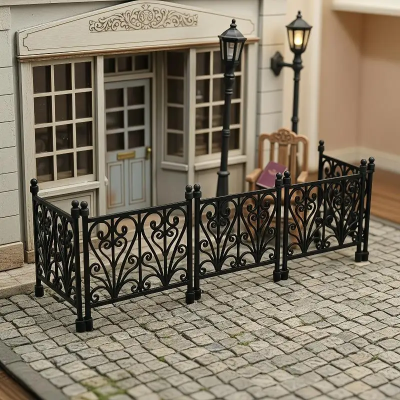 1:12 Scale Dollhouse Carved Fence Guardrail Miniature Model DIY Scene Ornament for Diorama Hobbyist Supplies