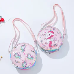 Bolso de cintura con purpurina de arcoíris para niños y niñas, bandolera de unicornio con lentejuelas, bolso de hombro de dibujos animados para estudiantes, nueva moda