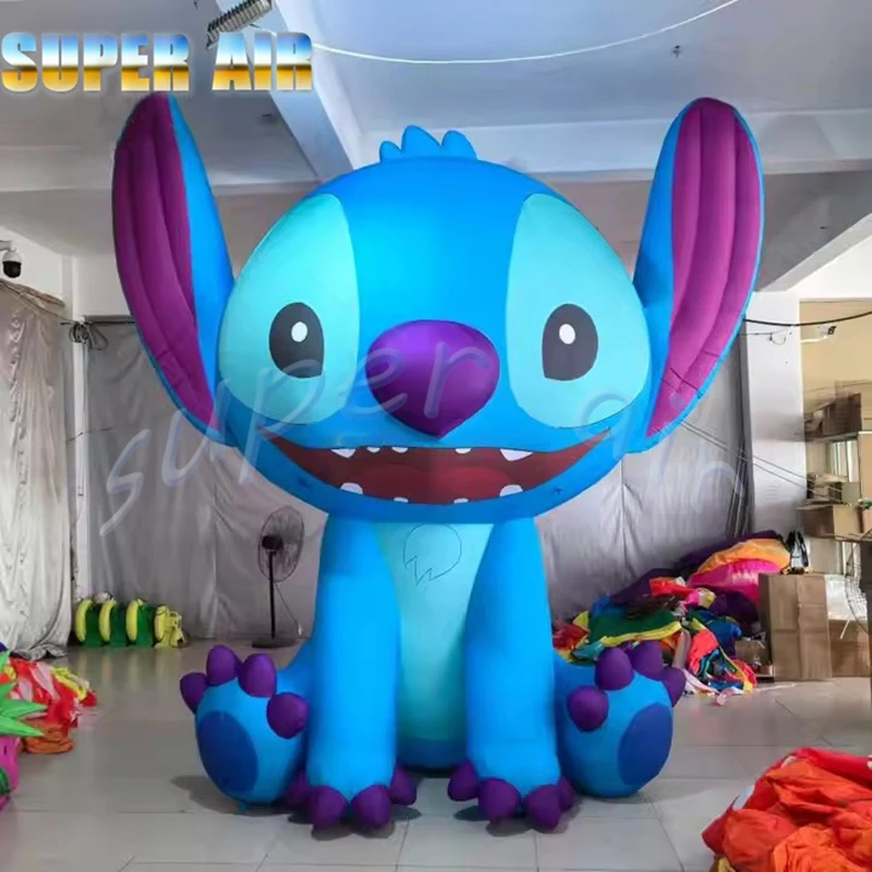 نموذج حيواني لطيف للغاية على شكل شخصية كرتونية، لون أزرق قابل للنفخ للأطفال